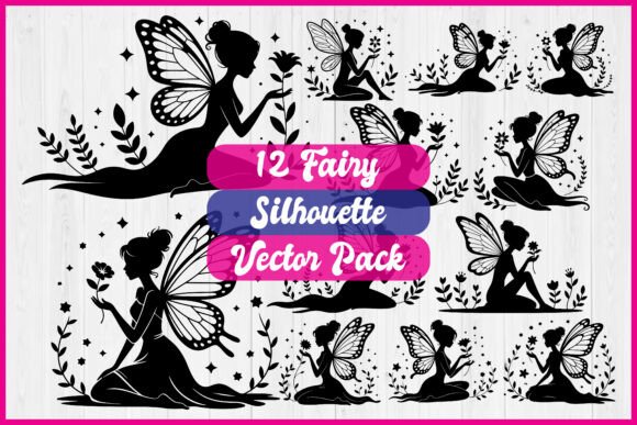 12 Fairy with Flowers SVG Bundle for Illustrations and Graphics
