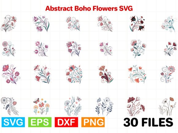 Abstract Boho Flowers SVG