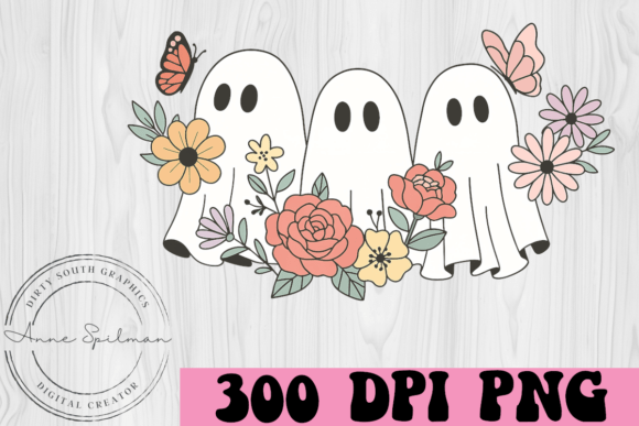 Aesthetic Ghosts Flowers Graphics