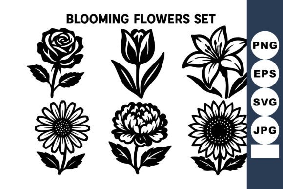 Blooming Flowers with Rose Tulip Lily D Graphics