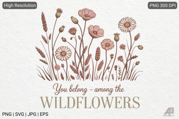 Boho Retro Flowers Graphics for Handmade Creators