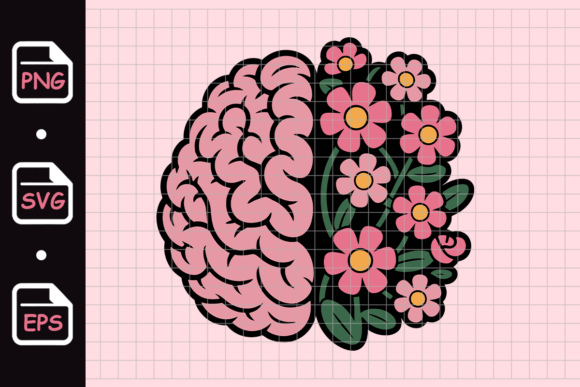 Brain with Flowers Graphic for Digital Selling