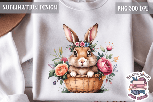 Cute Bunny and Lamb with Flowers Graphics