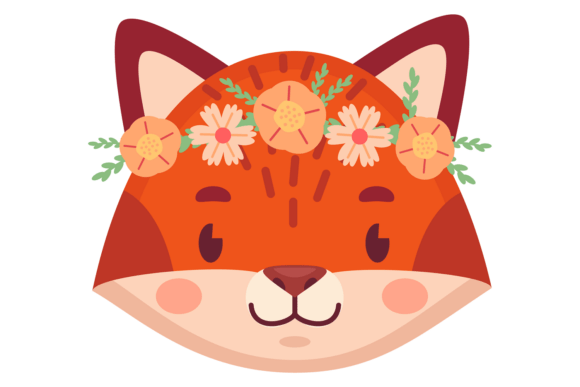 Cute Fox in Flowers Graphic for Spring Branding