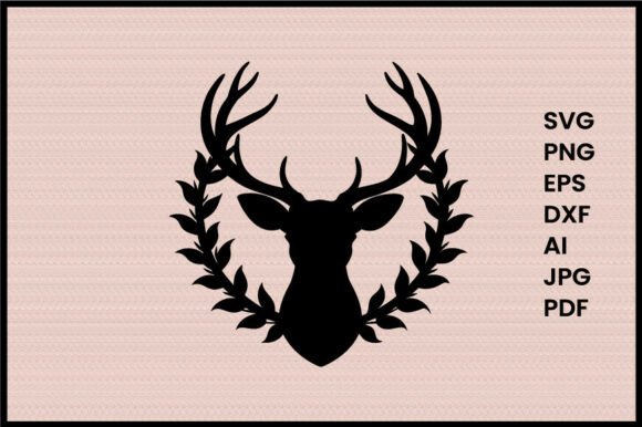 Deer Head with Flowers Silhouette Graphics