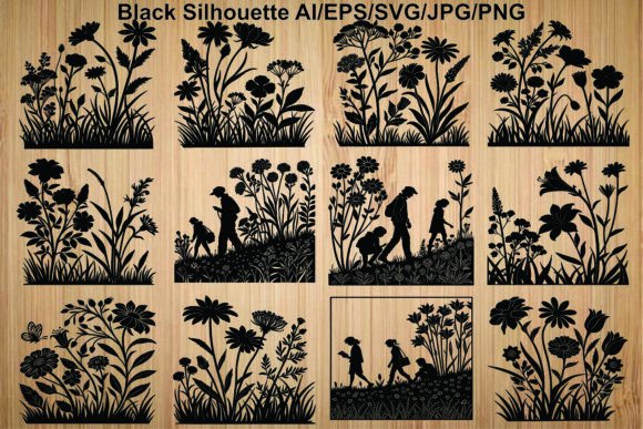 Floral Silhouettes for Graphic Design