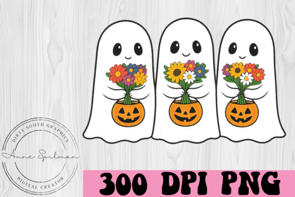 Ghosts W Flowers Jack O Lanterns Graphics