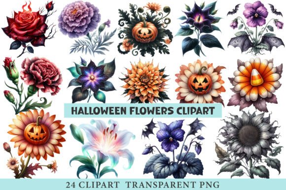 Halloween Flowers Clipart