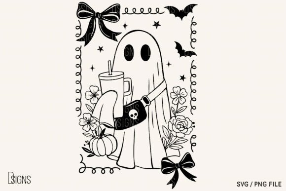 Halloween Svg Boo-Jee Ghost Flowers Graphics