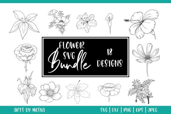 Hand-Drawn Flowers SVG Bundle for Graphics and Illustrations