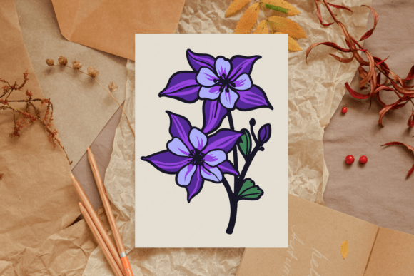 Layered Columbine Flowers Graphics for Modern Branding