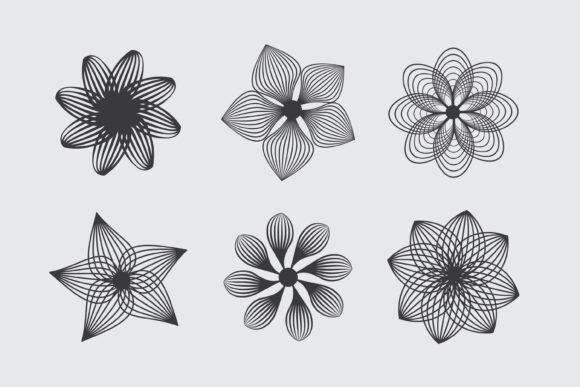 Linocut Look Flowers in Black and White Graphics