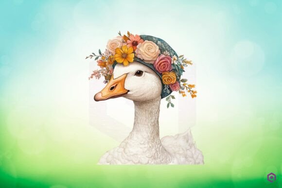 Mama Goose Wearing Bonnet with Flowers 1 Graphics