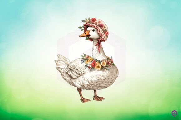 Mama Goose Wearing Bonnet with Flowers 15 Graphics