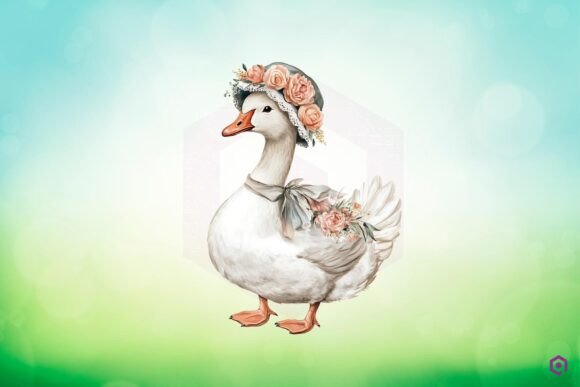 Mama Goose Wearing Bonnet with Flowers 16 Graphics