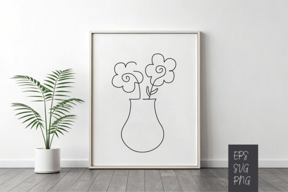 One Line Drawing of Flowers in Vase: A Graphic Asset for Local Branding