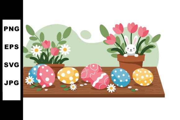 Painted Easter Eggs with Graphics and Illustrations