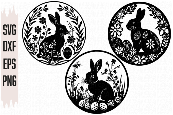 Rabbit Easter Bunny Flowers Frame Graphics