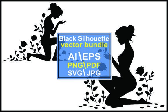 Silhouettes of Women Kneeling with Roses - A Graphic Illustration Review