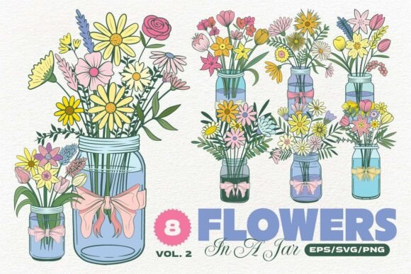 Spring Flowers in a Jar Bundle Vol. 2 Graphics
