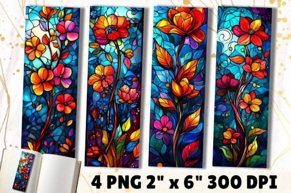 Stained Glass Flowers Graphic for Creative Projects