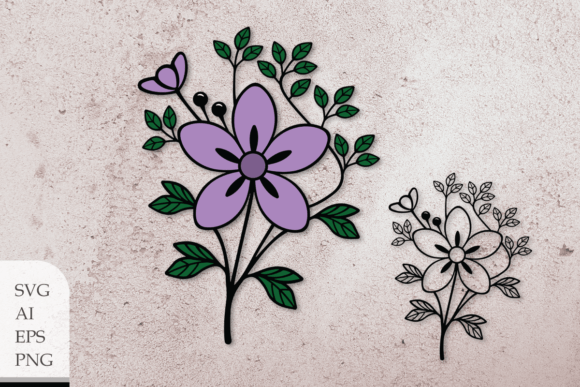 Stained Glass Flowers Twig Brooch Graphics