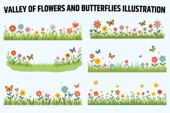 Valley of Flowers and Butterflies Graphics