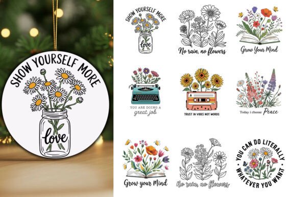 Vintage Flowers Sublimation Bundle for Graphics and Illustrations