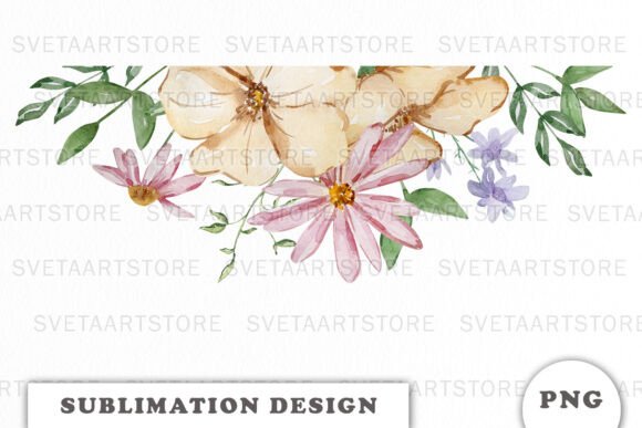Watercolor Flowers Border Graphics for Digital Sellers