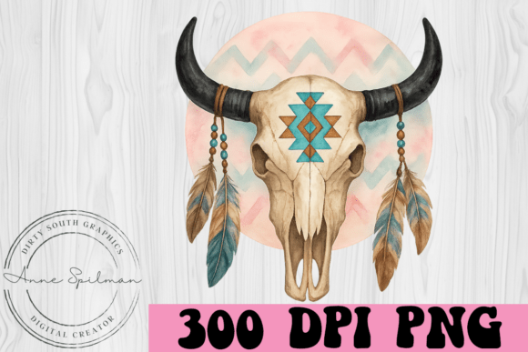 Western Bull Skull Flowers Graphics