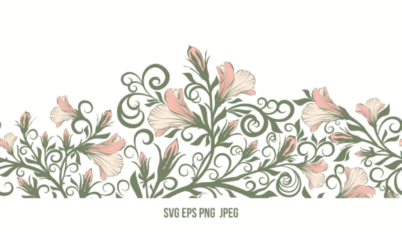 Wild Flowers Border 1: A Graphic Asset for Soft, Romantic Design