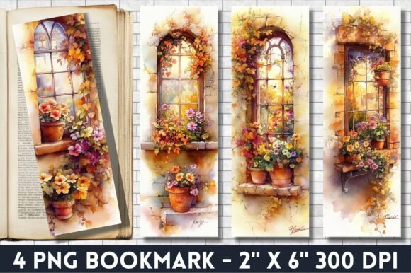 Window Flowers Bookmark Png: A Graphic Asset for Branding and Marketing